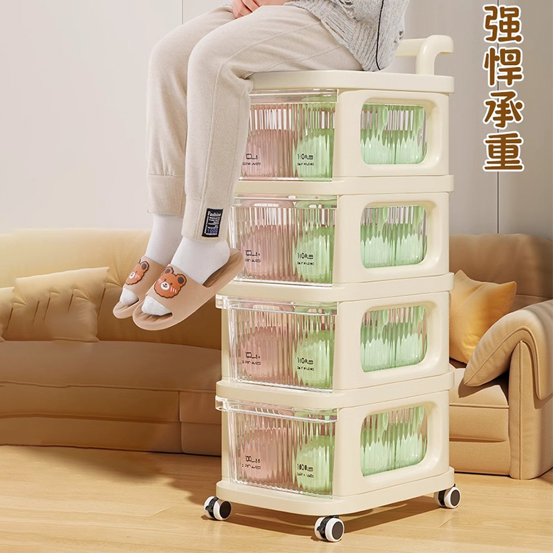 多功能小推车家用客厅宿舍零食置物架储物架落地可移动防尘收纳柜