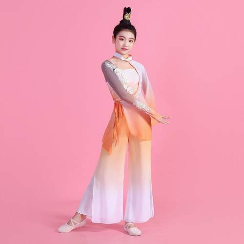正品古典舞演出服女儿童功服飘逸扇练子舞州考秧歌艺民族舞蹈胶表
