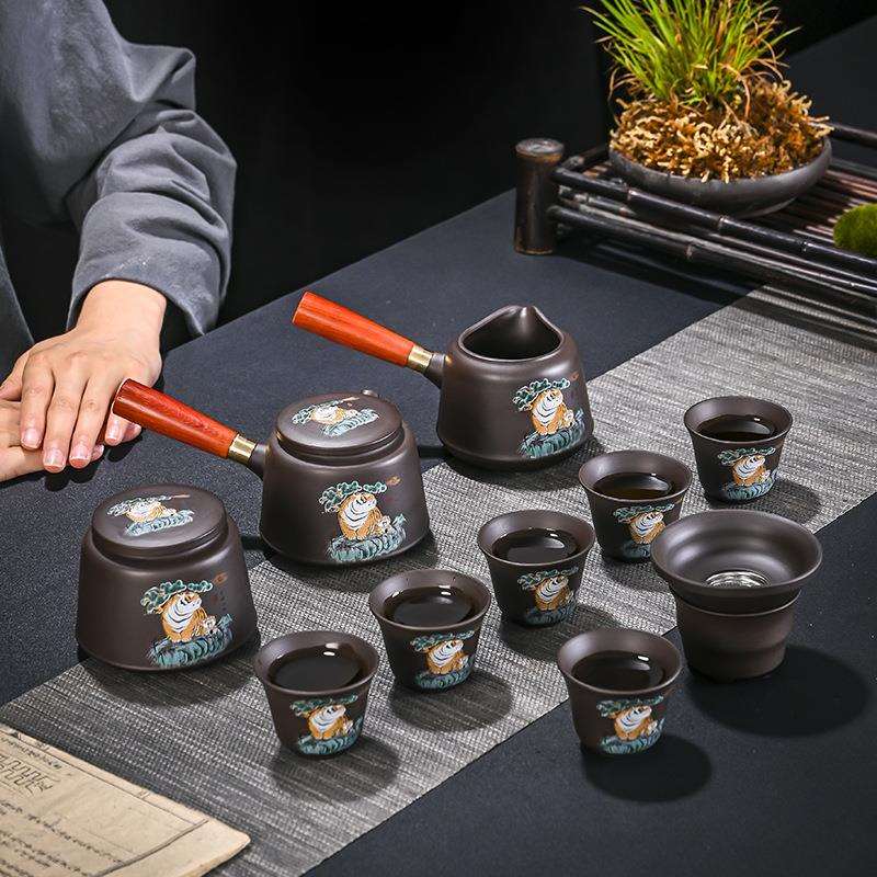 德化原矿整套紫砂功夫轻奢茶具套装家用客厅懒人泡茶壶茶杯加logo