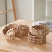 田园风手工编织花盆保护套水葫芦草编织瓶托家居客厅多功能摆件