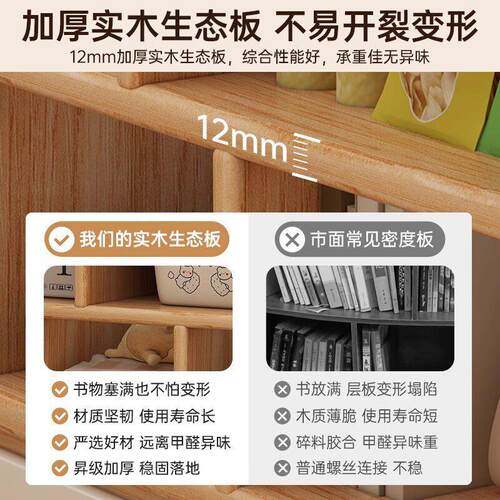 书架落地置物架柜子小户型靠墙一体储物柜收纳格子矮柜飘窗展示架