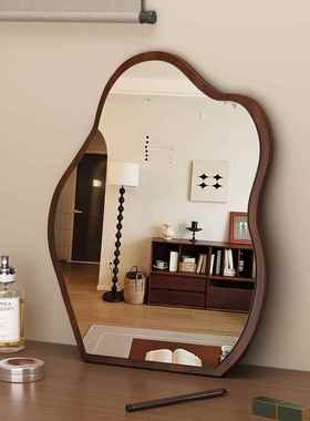 复古云朵化MQJ妆镜台式卧桌面大挂号木质子室女宿舍可墙高镜清梳