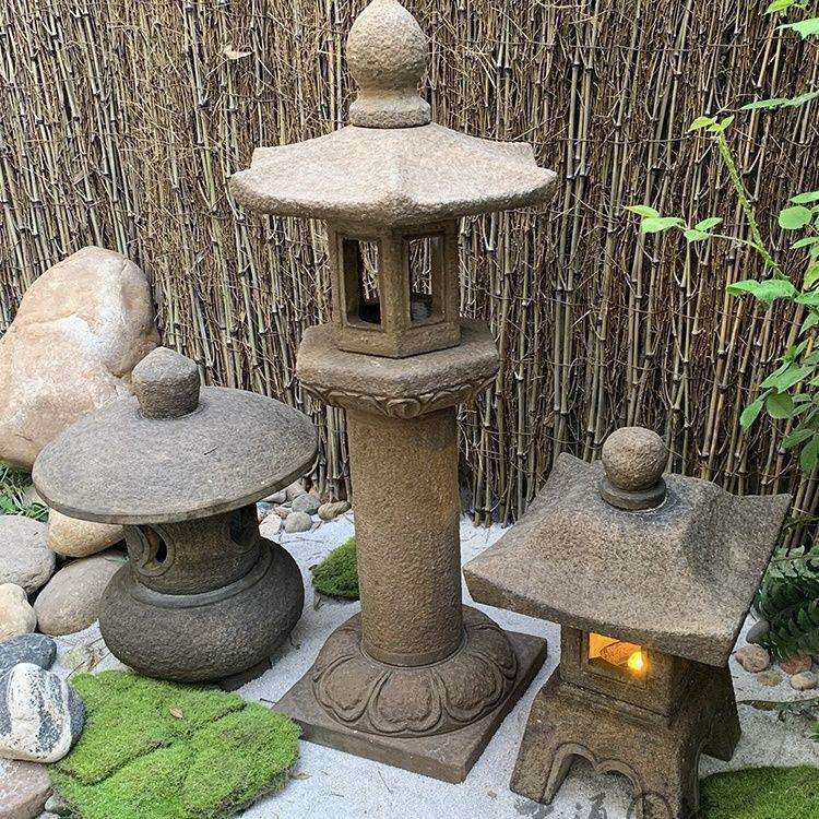 太阳能石灯笼青石仿古做旧石灯宫灯庭院灯草坪灯日式庭院装饰摆件