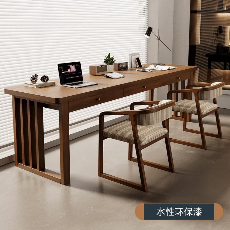 严选美式客厅大长书桌家用实木办公桌工作台书法桌学习靠窗长条桌