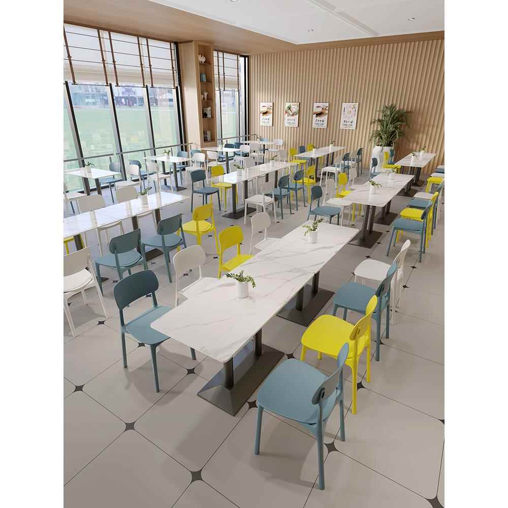公司员工食堂学校餐厅餐饮食堂小吃快餐奶茶店面馆桌椅组合商业
