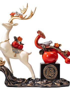 新中式家居福鹿摆件客厅玄关酒柜电视柜乔迁新居开业礼品