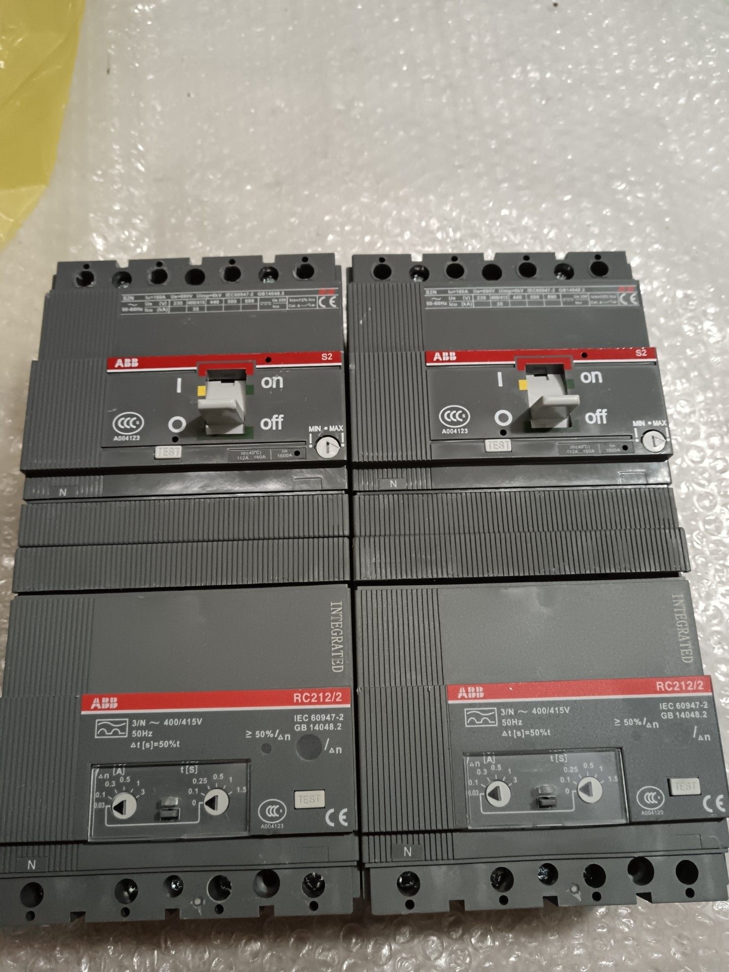 ABB漏电保护器，4P 160A全新无包装两台，原装正品，图