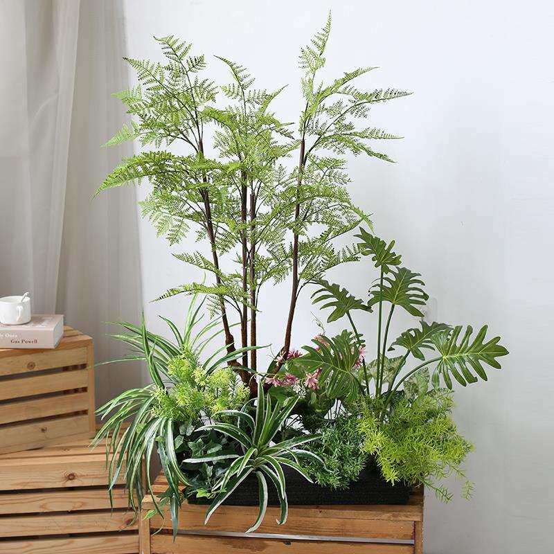 小型仿真绿植盆栽展柜橱窗角落花槽植物仿生造景摆件室内盆景软植