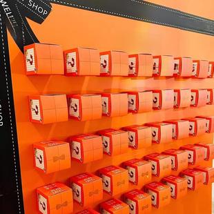 橙色幸运盲箱开奖墙周年纪念自定义活动背景板气氛布局红包墙