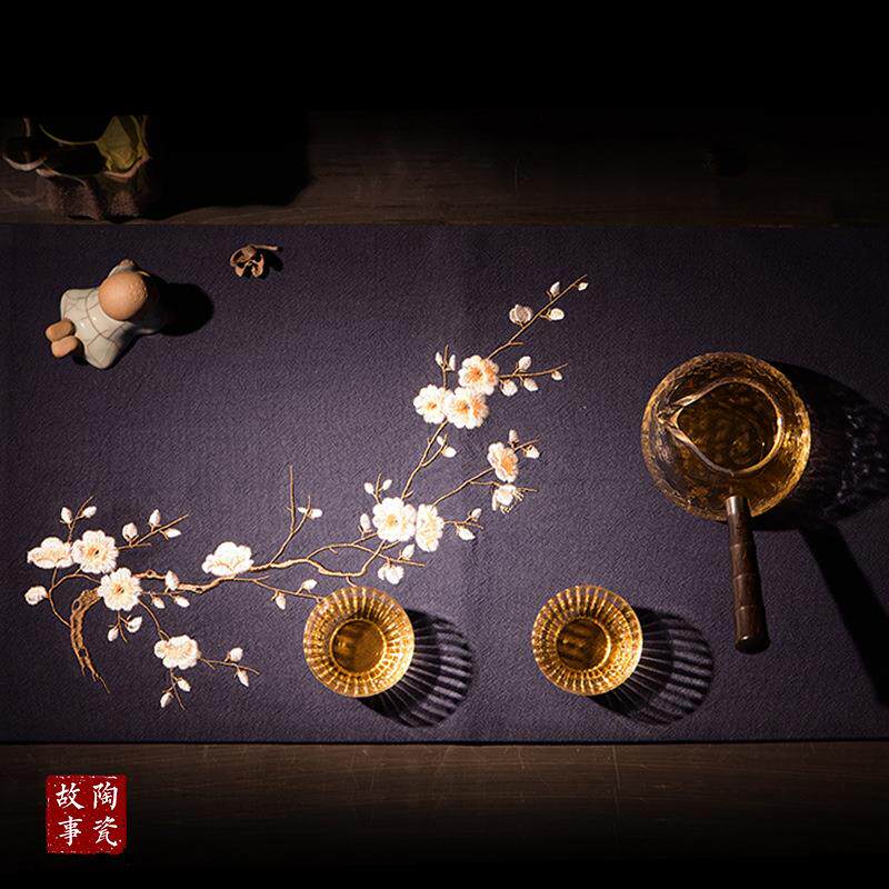 新款直销棉麻茶旗手工夏布茶席桌旗干泡席日式茶道茶布艺定制