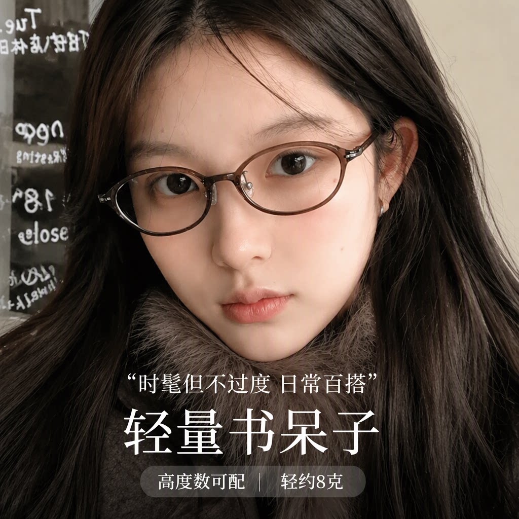 时髦书呆子眼镜框女高度数可配
