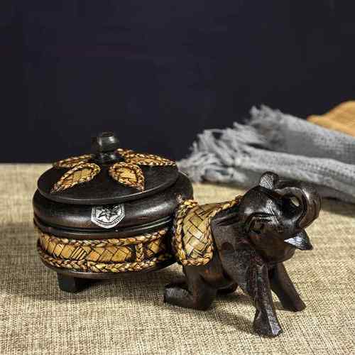 泰国创意烟灰缸客厅家用实木个性大象烟灰缸摆件木质复古木雕烟缸