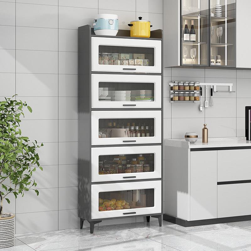 多层落地厨房置物架多功能餐柜玻璃门整体橱柜碗筷盘碟锅具收纳储