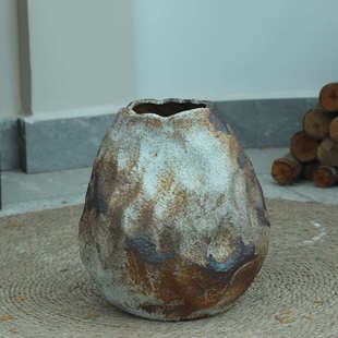 风复古干花陶瓷花花日式粗禅意花瓶古朴侘插花桌面寂宿室内民器器