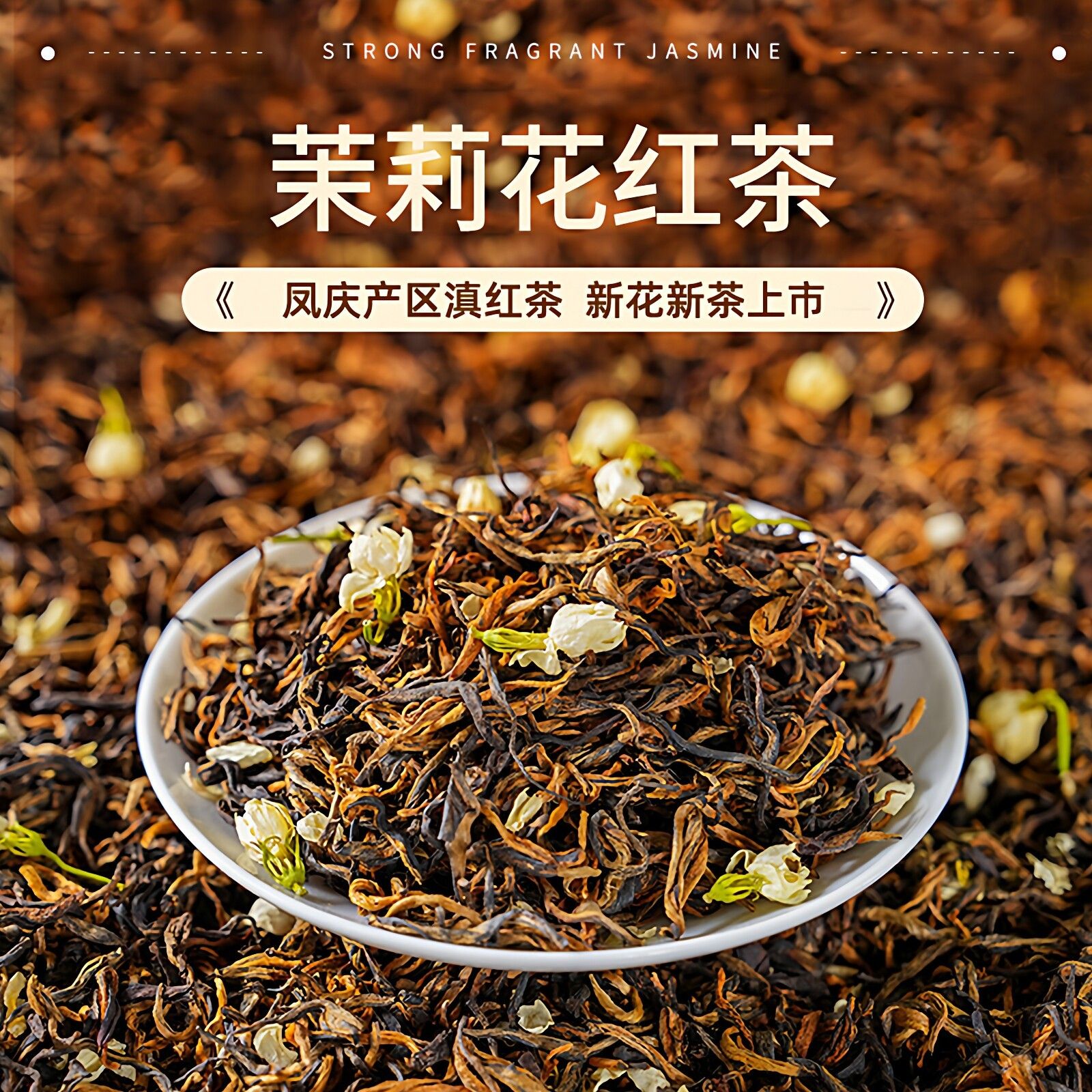 2026新茶云南元江茉莉花茶浓香凤庆滇红茶茉莉花红茶花蜜香型250g