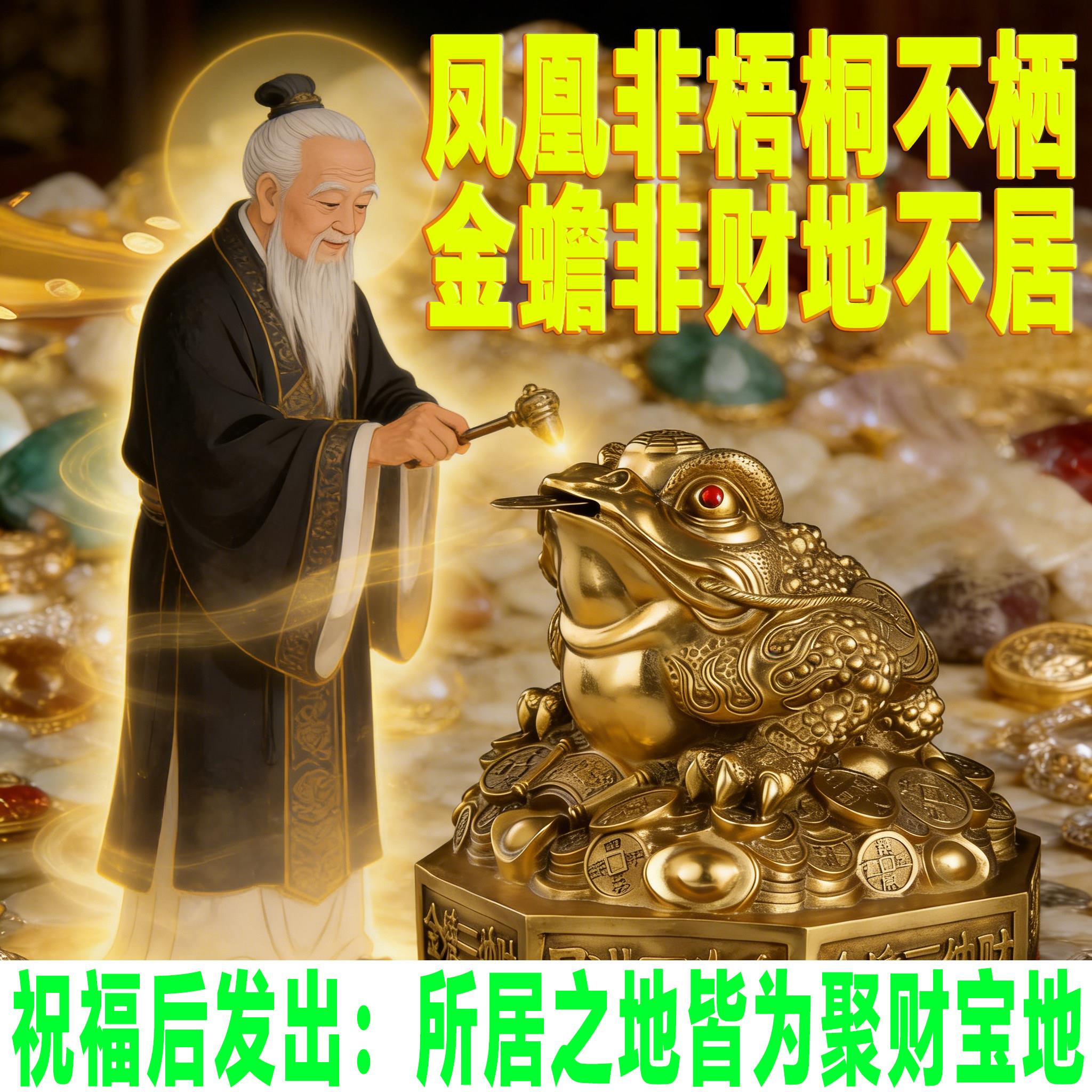 纯黄铜八卦金蟾摆件客厅三足铜金蟾蜍店铺玄关铜三脚金蝉开业礼品