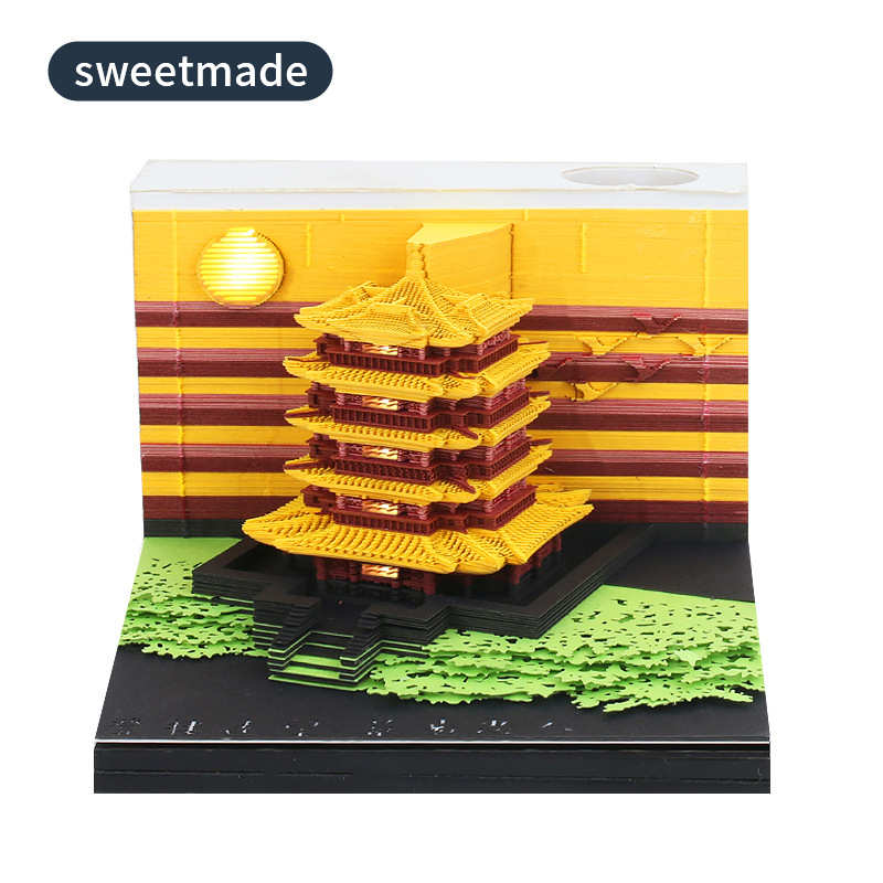 3d立体便签本可撕印刷便签纸便签纸砖风景立体建筑纸雕日历便签本