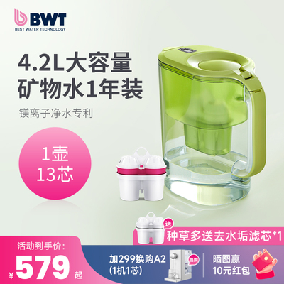 BWT倍世净水壶4.2L净水器家用自来水过滤水净化器滤水壶1壶13滤芯