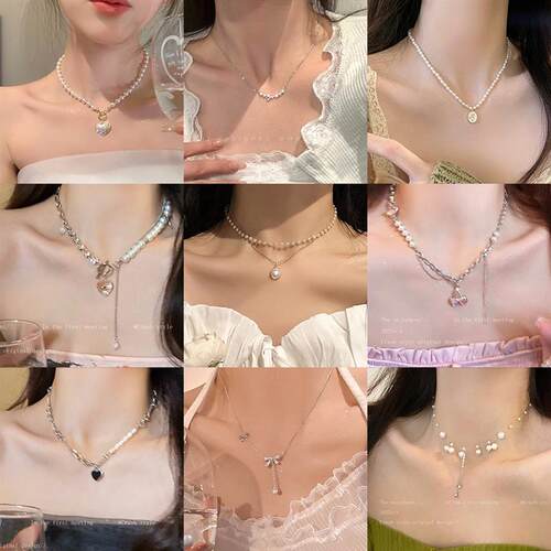 light luxury pearl necklace collarbone chain women