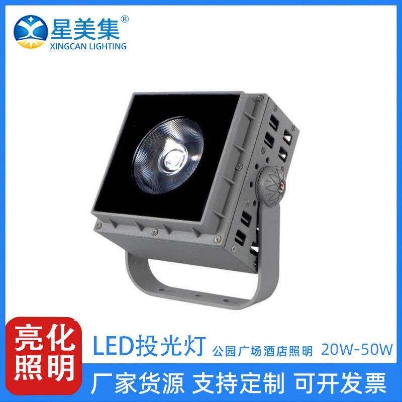 LED泛光灯户外园景投光灯COB大功率集成七彩照树投光灯20W30W50W