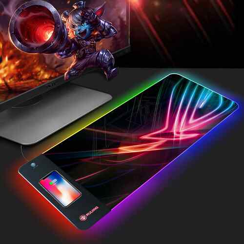 充电滑鼠垫大号RGB充电桌垫超大无线充发光鼠标垫无线充电鼠标垫