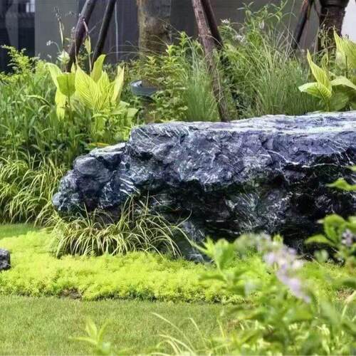 地产景观石产地直销黑山石可加工造型园林石点缀野山石全黑石头