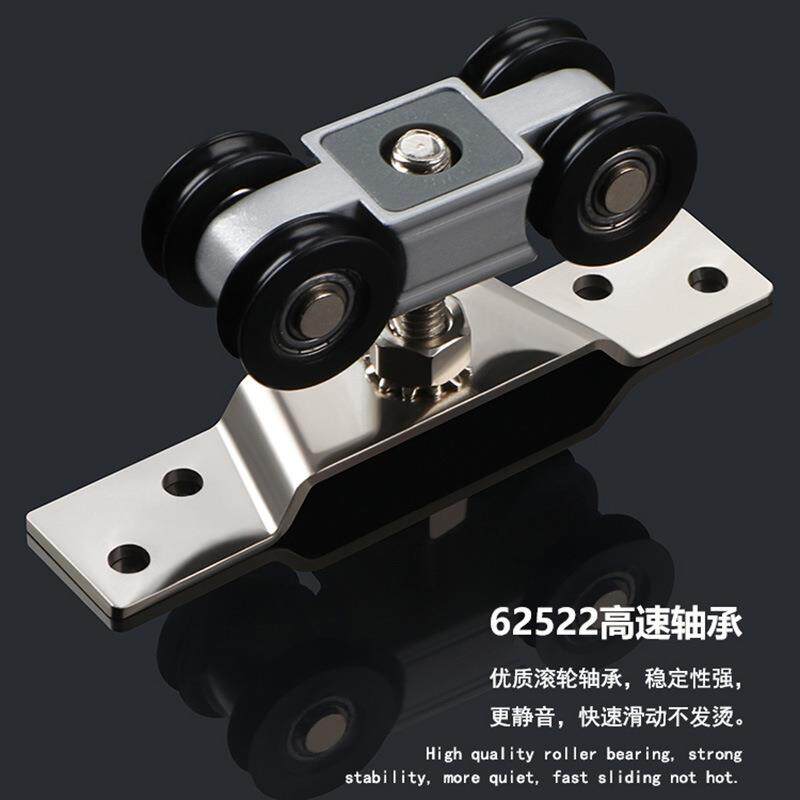 双联联动缓冲动推拉门拉吊轮木门吊向轨道滑轮缓冲联动门吊轮件推