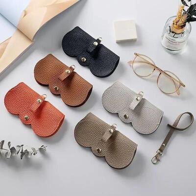 Litchi Embossed Glasses Cover Cute Hanging PU Leather Sungla