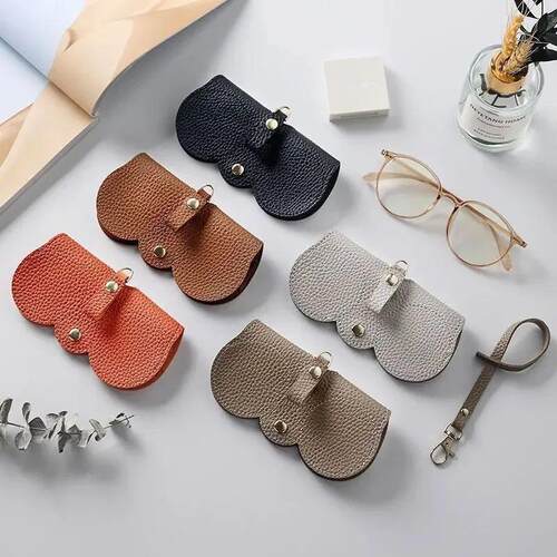 Litchi Embossed Glasses Cover Cute Hanging PU Leather Sungla