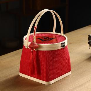 包邮手提篮端午节粽子包装礼盒篮子手提手工编织篮竹篮礼盒野餐篮