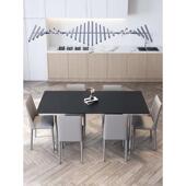 亚克力岩板餐桌家用小户型现代简约吃饭桌依诺长方形悬浮餐桌岛台