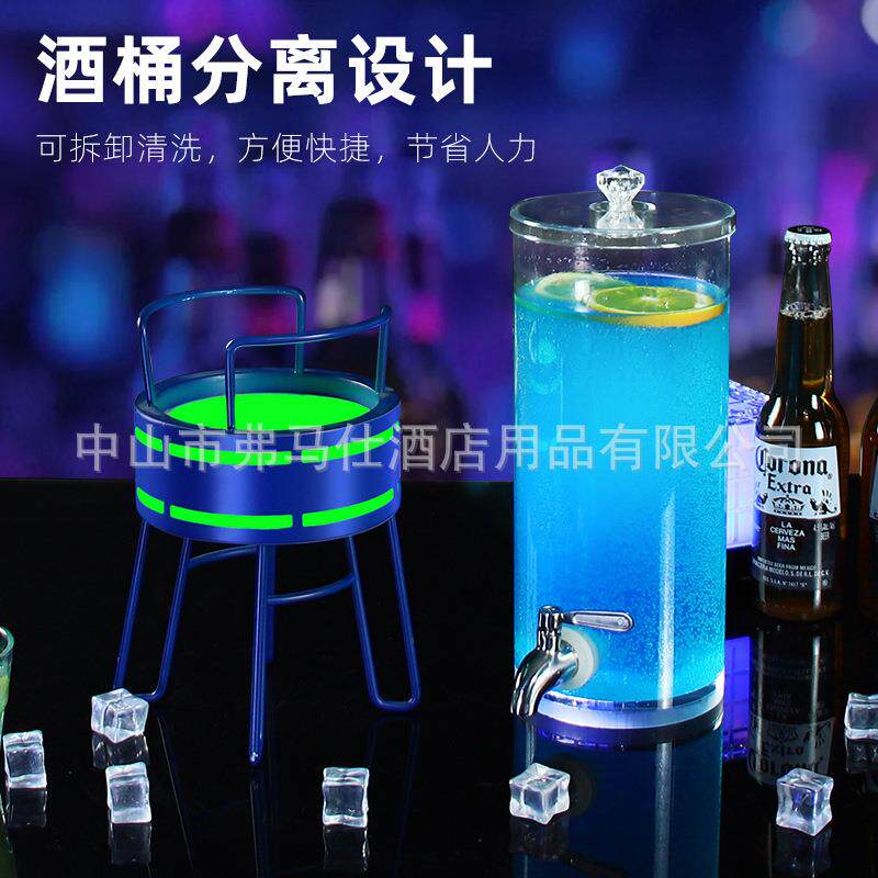酒吧网红发光酒泡桶带龙头3L果汁桶啤酒桶扎啤木桶酒泡餐厅家用