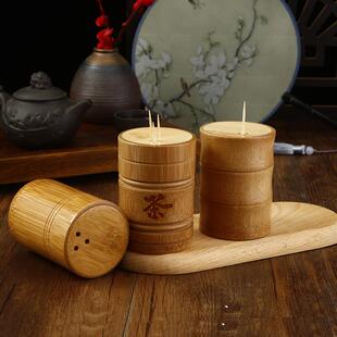 天然竹木牙签盒实心简约餐厅饭店酒店商用餐饮大容量牙签筒牙签罐