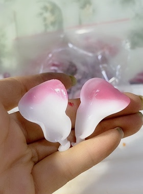 老料器花瓣发簪材料白粉大提莲2个F-129