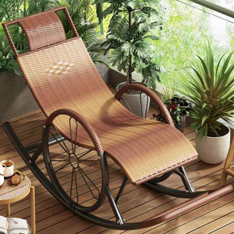 手工编织午睡藤椅摇椅躺椅成人摇椅躺椅懒人椅阳台家用休闲藤编椅
