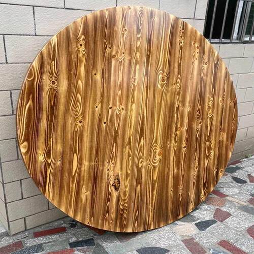 碳化实木大小圆桌面餐桌饭店大排档火锅桌简约实木台面面板