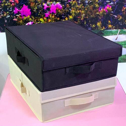 35 44 14CM 纯色不织布收纳盒有盖加厚衣物整理箱内衣折叠储物盒