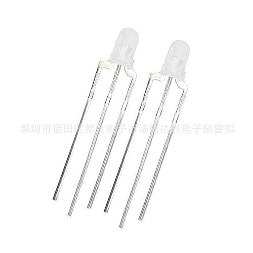 f3红翠绿共阴雾状3mm红绿双色指示灯高亮led灯珠直插发光二极管