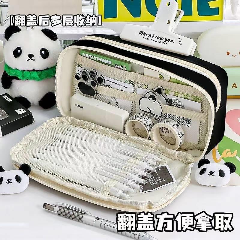 文具盒初中生男款翻盖笔袋ins风高初中学生新款女生铅笔盒男大容量耐脏简约文具盒图片