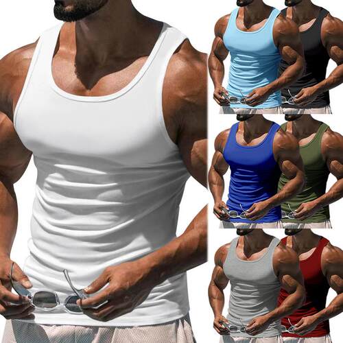 Life Keeps Moving Men's 3/1pcs Solid Color Sleeveless Gym