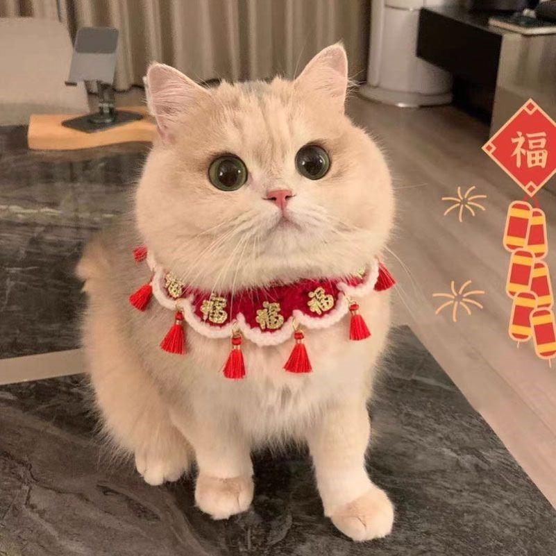 猫咪围兜口水巾猫颈圈猫咪围兜领结装饰小猫围脖宠物狗狗项圈新年