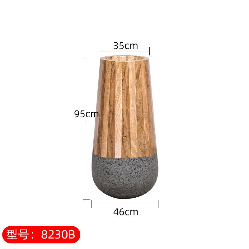 落地厂家木纹大号盆栽花盆花瓶室内定制摆件种植户外玻璃钢水泥