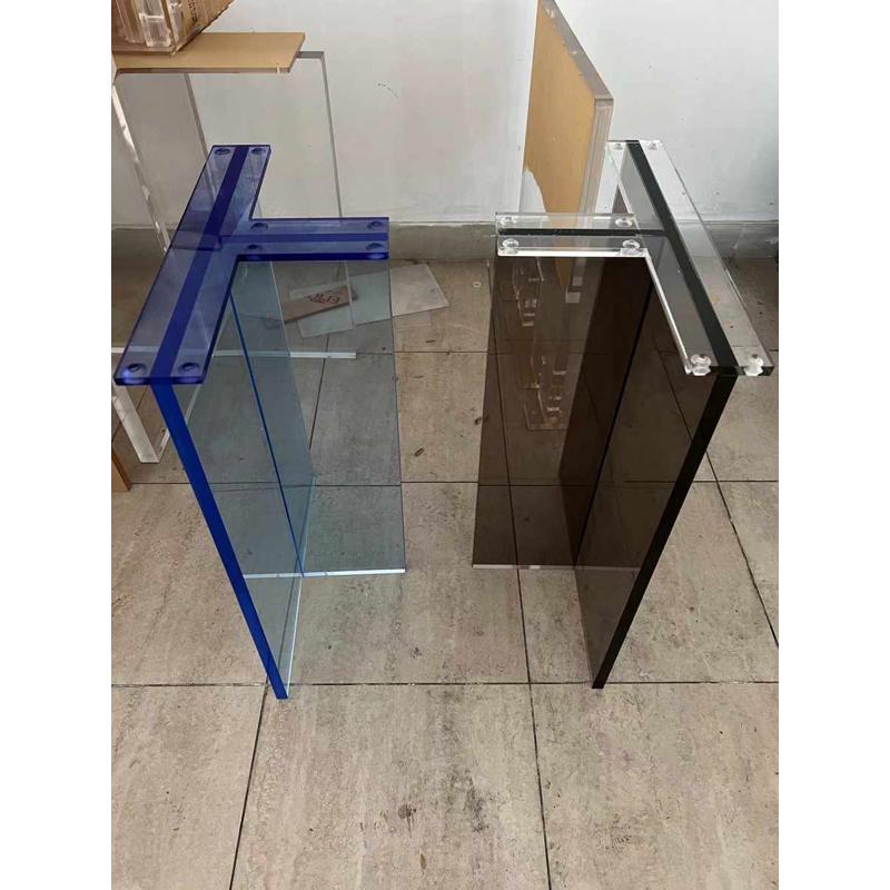高透亚克力桌脚腿支架悬浮餐桌支架桌腿加工尺寸T型一字型20mm40