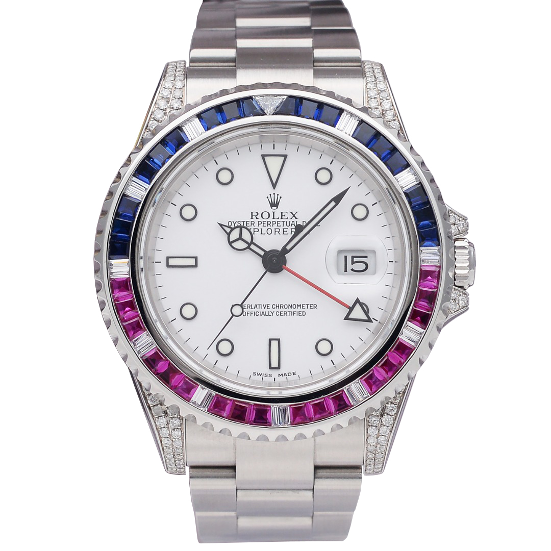 正品[9.8新]劳力士探险家后镶钻自动机械男表40mm