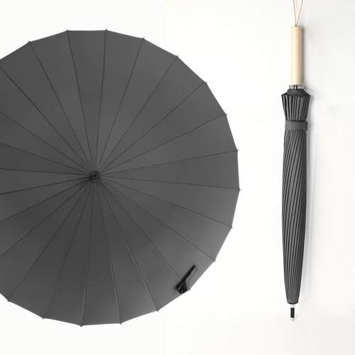 正品24骨伞长人柄双人雨大号男黑色三超大雨伞加大加固加厚刻字lo