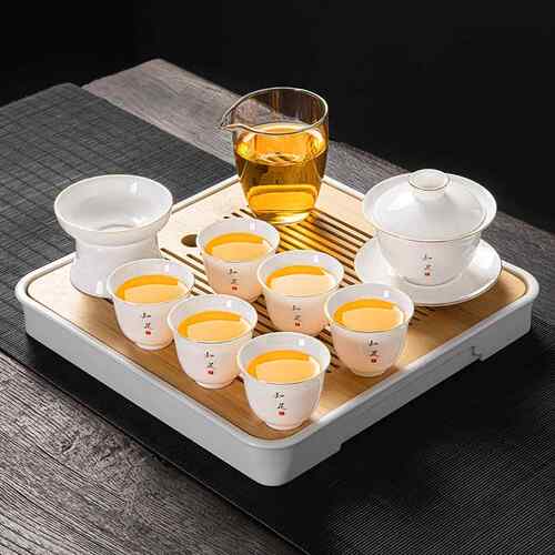 新款德化羊脂陶茶具泡茶专瓷用套装20玉25新款功夫杯盖茶碗年轻人
