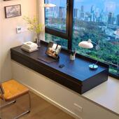 飘学窗全木书桌抽拉伸实缩桌面卧室窗台习电脑988桌定制带抽屉储