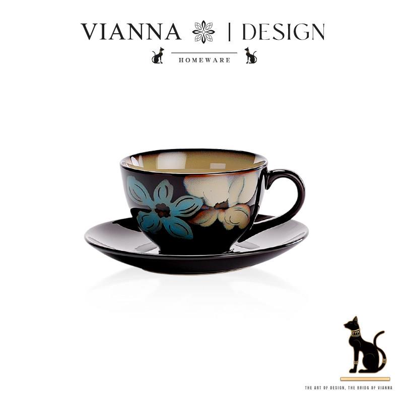 VIANNA丨复花·STAA中古咖啡杯碟套装陶瓷马克水杯精致下午茶杯子