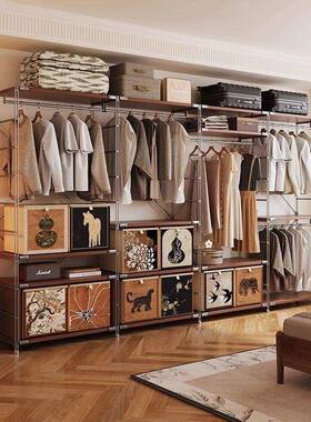 家用式衣开帽架日式UMT原木风挂衣架卧室长裙放柜收纳衣简约置物