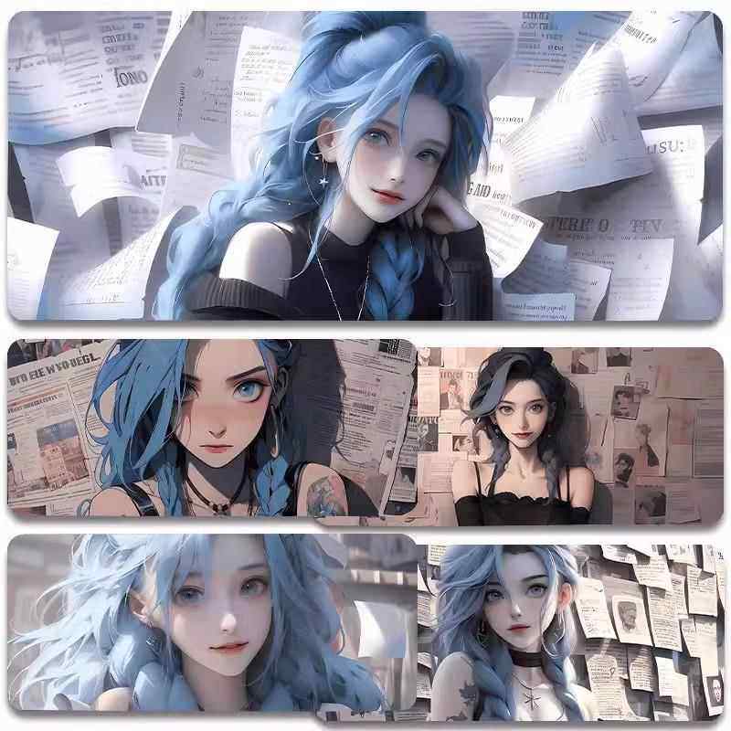 英雄联盟金克丝鼠标垫电竞游戏电脑桌桌垫学生宿舍卧室鼠标键盘垫